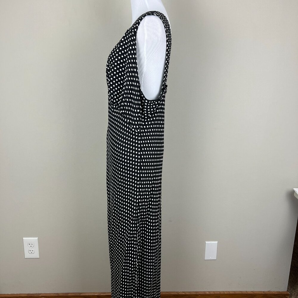 Reformation Beauden Midi Dress Womens 1X Black Polka Caviar Dot Ruched Crepe NEW - Picture 10 of 16